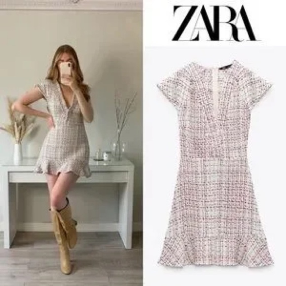 Zara Pink and White Mini Dress